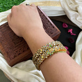Kada Kundan Bangle -Glossy White Bangle-G4811